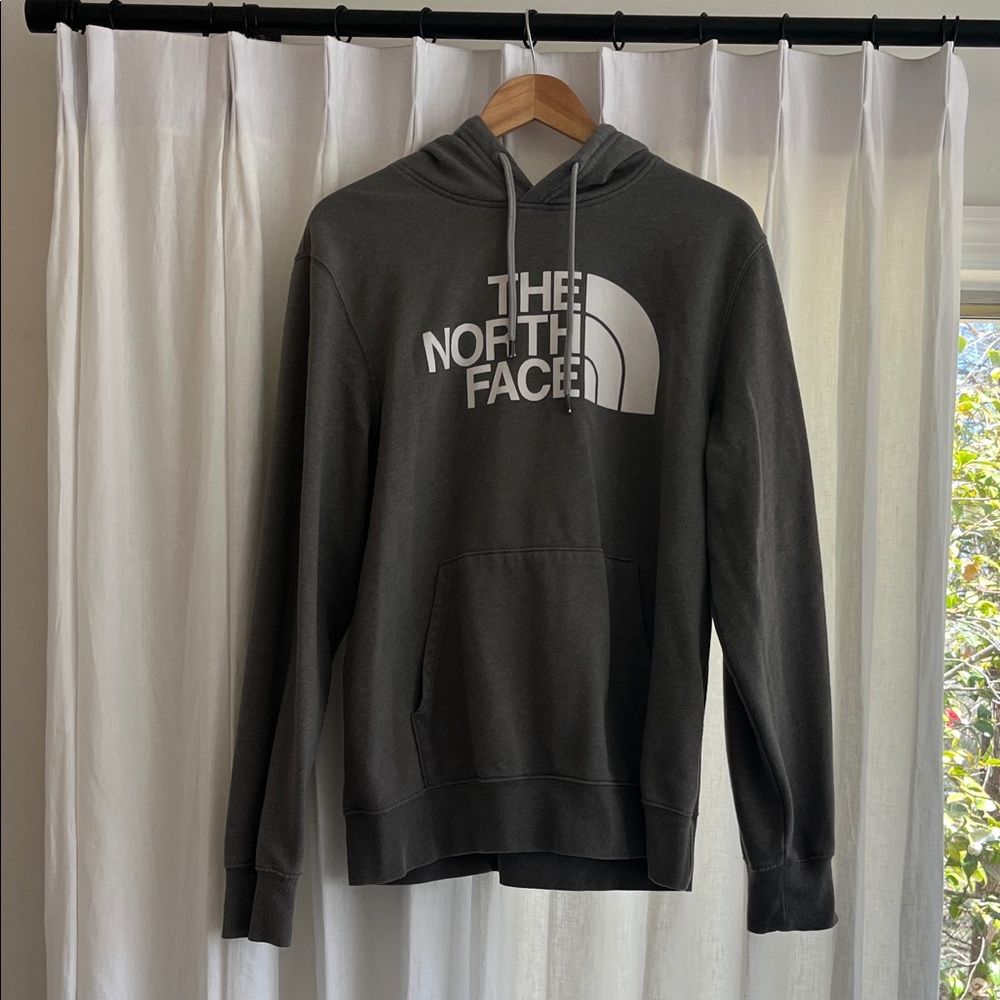 The North Face Charcoal Gray Pullover Hoodie with White Logo